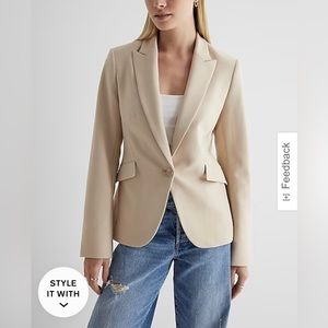 Express, size zero neutral color women’s suit that can be dressed up or down